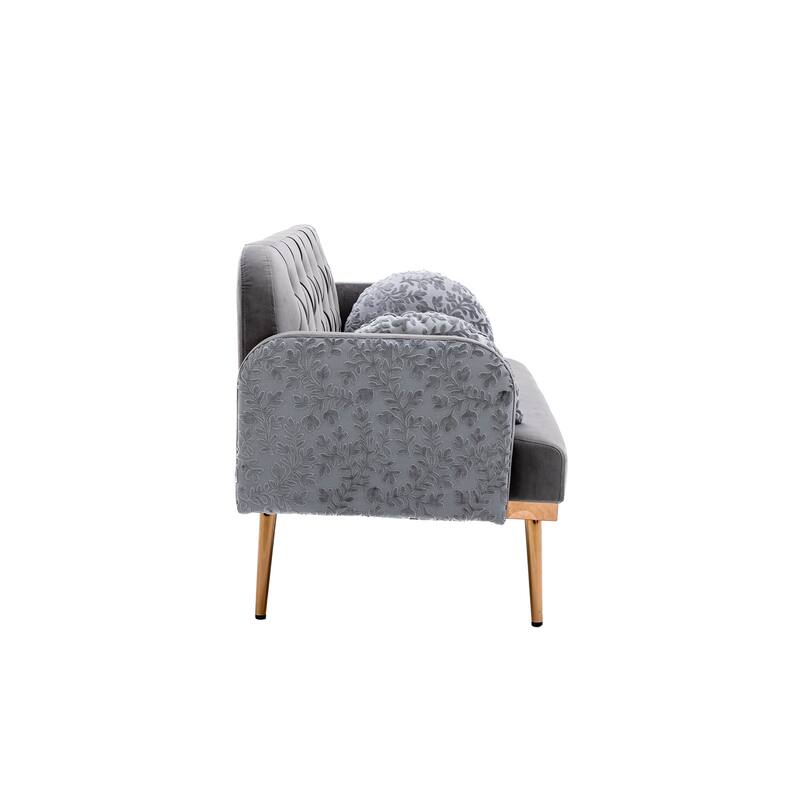 loveseat sofa 55" Polyester Sofa, Patterned style sofa, with Rose Gold